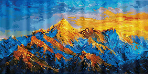 Feelook art diamond painting kits Sunlit Golden Peaks