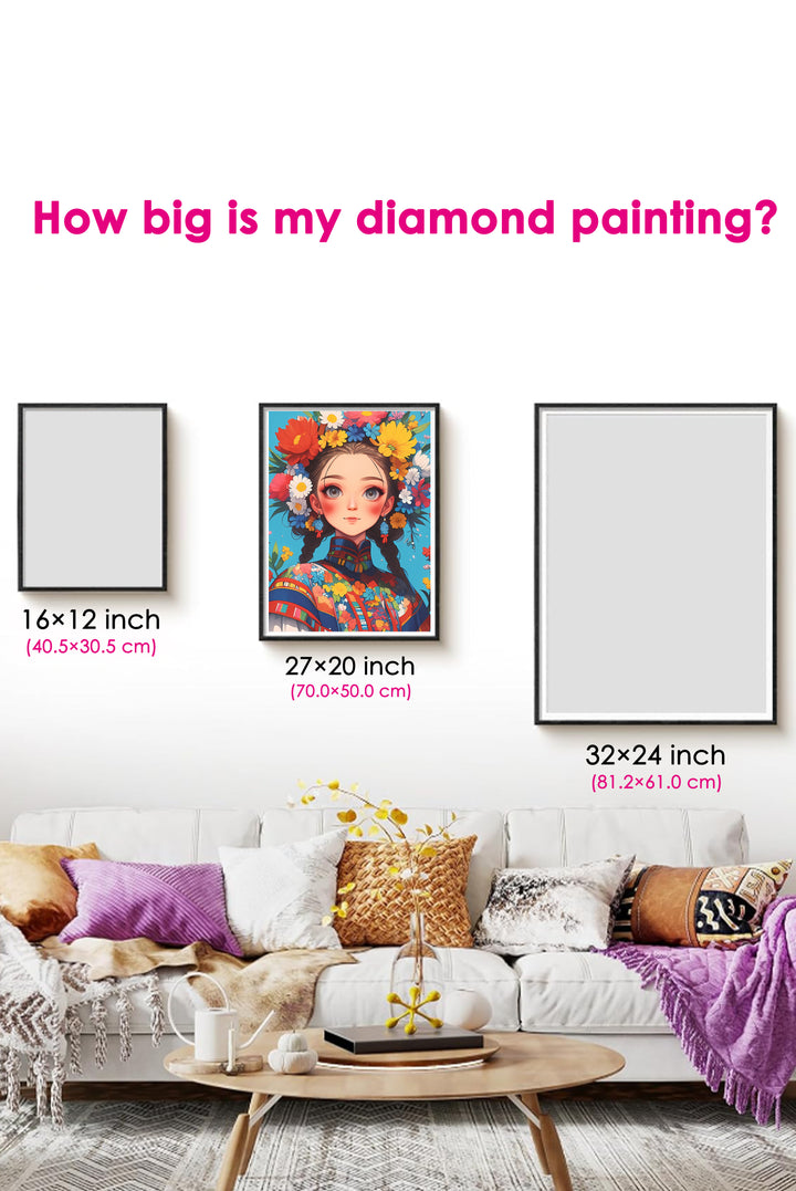 Feelook diamond painting kits Ethnic Chic Girl living room decor