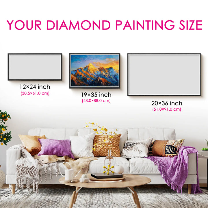 Feelook art diamond painting kits Sunlit Golden Peaks