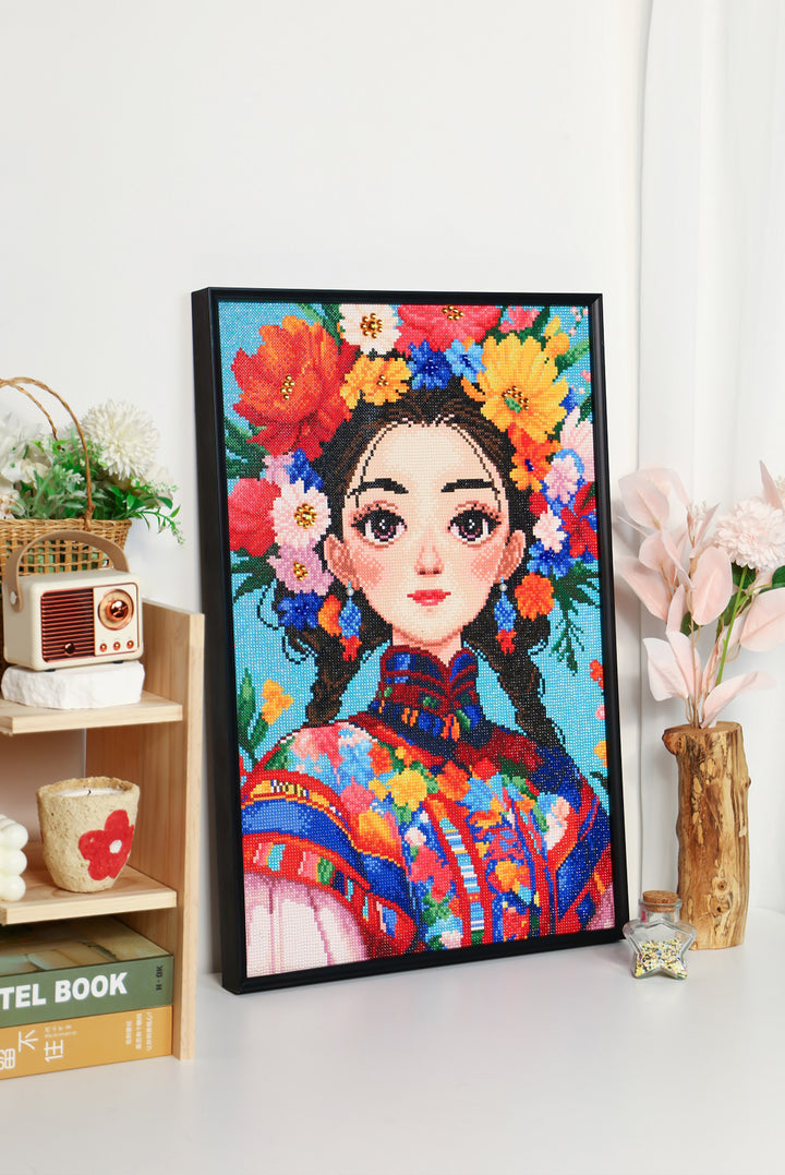 Feelook diamond painting kits Ethnic Chic Girl living room decor