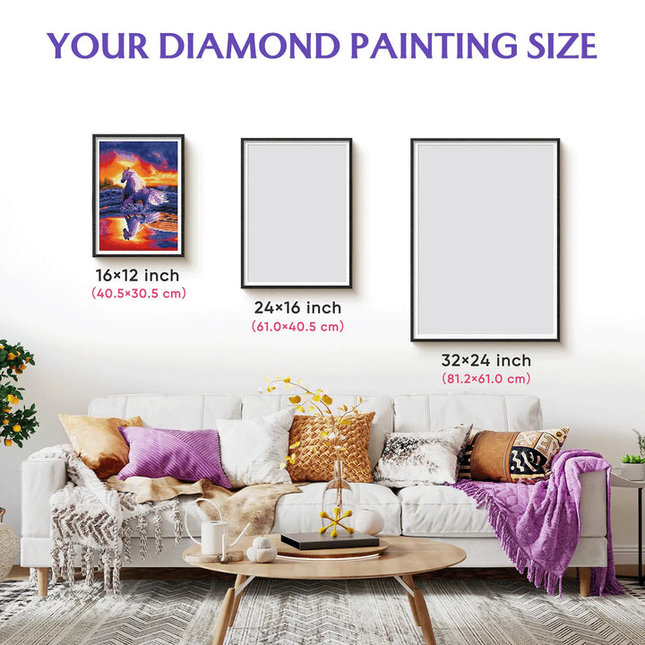 Feelook diamond painting kits White Horse living room decor