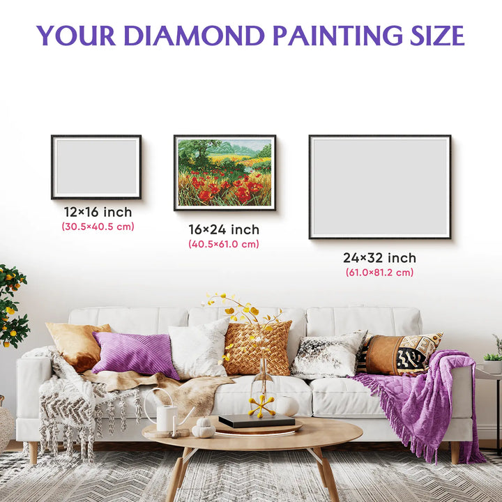  Feelook diamond art painting Poppy Field living room decor